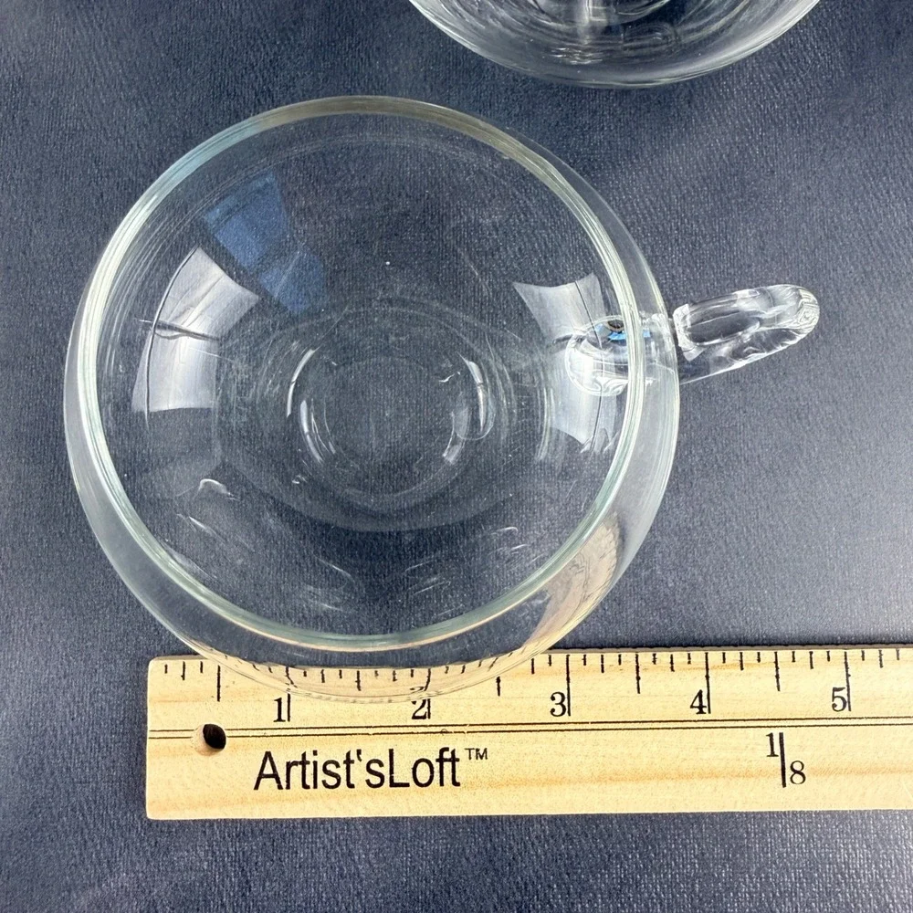 Riekes Crisa Clear Glass Punch Cups‎ Set of 12 Handled Soup Mug Bowls